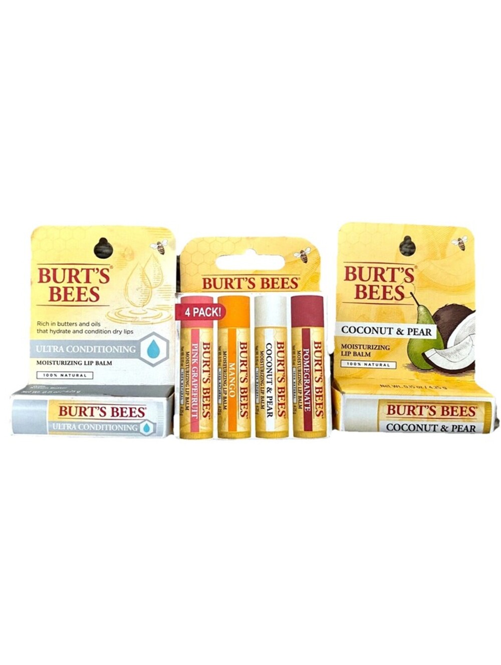 3-Pack New Burt's Bees Moisturizing Natural Lip Balm 6 Pieces (Boxed)